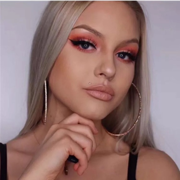 66mm Jumbo Hoop Double Inlay Eternity Earrings - Picture 3 of 16